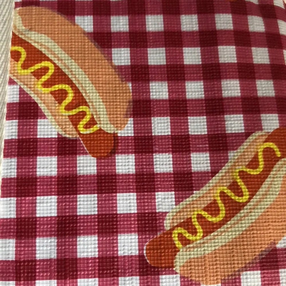 Charming House Red Gingham Hot Dog PEVA Tablecloth
